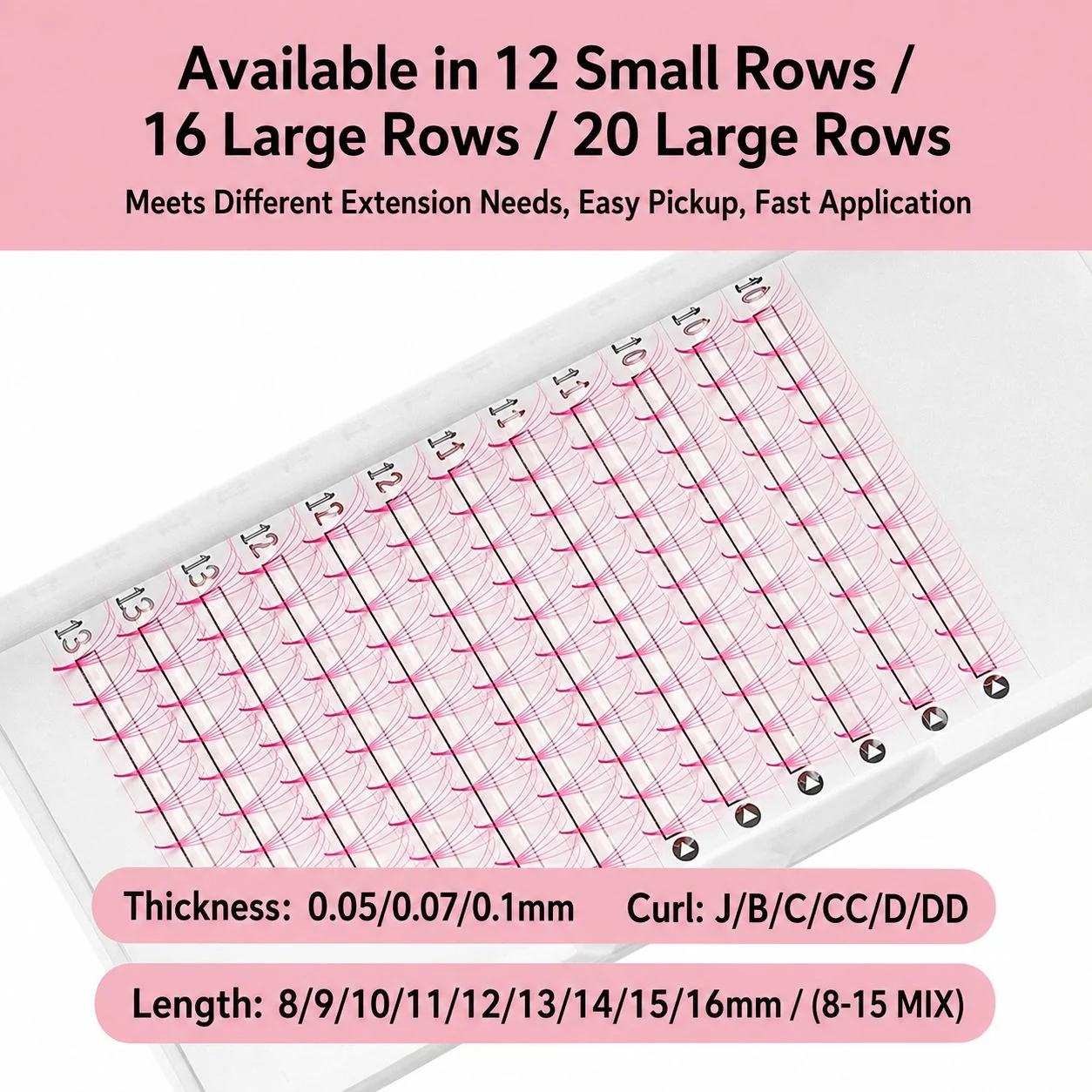 Colored Premade Fans Pointed Pink